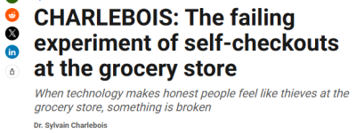 加拿大超市的自助结账太失败: 好人变成小偷, 购物如同上班!