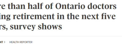 安省医生”断层潮”来袭: 超一半5年内退休 年轻一代不愿接棒