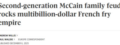 薯条帝国爆发内斗: 多伦多女继承人点燃豪门恩怨! 张口要$10亿!