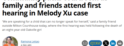多伦多8岁华裔女孩遭印度司机撞死案开庭! 大批华人挤满现场声援