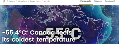 -55.4℃! 加拿大遭遇极地涡旋+超长寒潮: 打破1999年来最冷记录!