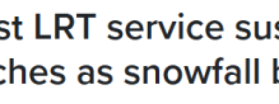 降雪一来就瘫痪？多伦多TTC宣布：6号线Finch West轻轨全线停运