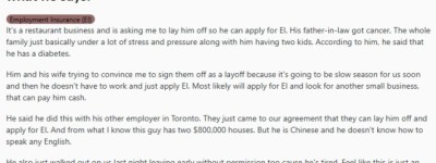 多伦多餐馆老板求助：华人员工不想干了，要求”被裁”领EI
