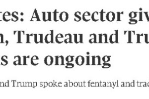最新：北美汽车业豁免关税30天！特朗普暗示杜鲁多贪权！