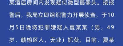 连云港警方通报一酒店房内疑现微型摄像头：49岁男子被刑拘