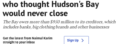 Hudson’s Bay老员工崩溃后悔！遣散费缩水只有$8800！