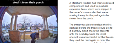 视频曝光！万锦亚裔男子开奔驰上门偷包裹 盗刷屋主信用卡