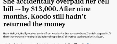安省女子缴手机费手滑，错付1.3万加元，电信公司死拖9个月才还钱