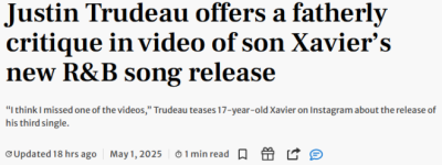 杜鲁多罕见出镜！昔日总理化身”带货老爸”：为儿子新歌站台打Call