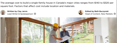 2025年，在加拿大各主要城市自建一栋房子要花多少钱？