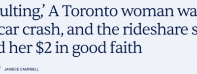 气炸！多伦多女子拼车遇车祸，申请退款被辱！吐槽”客服不是人”！