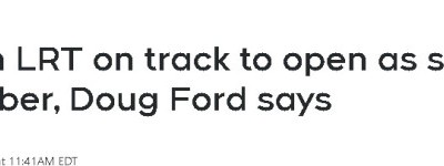 加拿大速度：14年修19公里！福特证实多伦多轻轨线9月通车