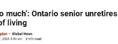 物价连年疯涨，安省68岁老妇靠打工月入4000元，艰难度日