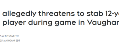 多伦多12岁女孩踢足球撞倒对手 遭家长死亡威胁”我TMD捅死你”