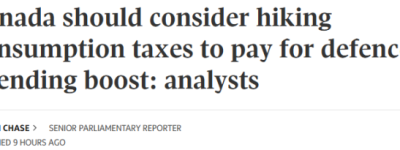加拿大未来4年赤字$3110亿! 建议加收2%消费税,为期10年!