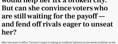 邹至蕙执政2年：大幅涨地税18%换改革，多伦多人还愿意等吗？
