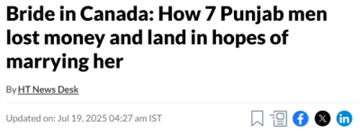 加拿大24岁美女连”嫁”7次：印度小伙卖地借钱抢着娶！结果哭了
