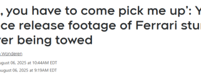 笑裂了! 多伦多法拉利”猛男”飙车130km/h被抓, 秒变夹子音”妈宝”