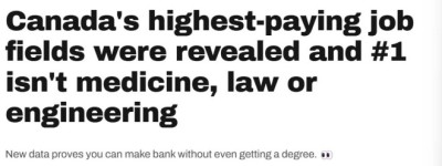 加拿大统计局最新发布：薪酬最高职业TOP16！第一不是你想象