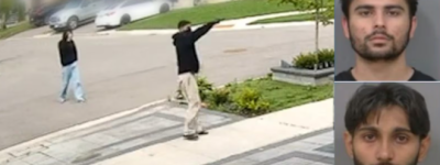 被监控拍到：两名男子向宾顿民宅开枪被捕，开枪还自拍