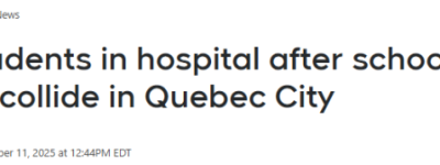 惊魂! 加拿大突发严重车祸: 重型卡车和校车相撞, 20名中学生送医