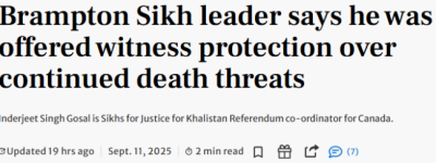 宾顿锡克教领袖拒绝加拿大警方保护，誓与印度政府抗争到底