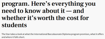 不再免费! 多伦多IB课程收费$3300值吗? 学生、老师、专家说真话