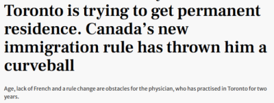 多伦多美籍家庭医生资质满分, 却因”超龄”拿不到PR