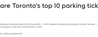 小心! 多伦多10大”最火”停车点: 一年开出5000张罚单!