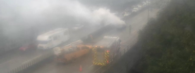 浓烟滚滚！大温一号高速重要大桥瘫了