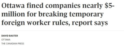 加拿大政府出手！重罚违规雇主500万，最高罚100万、禁10年！