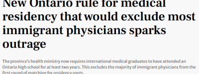 “赤裸裸的歧视”! 安省突然宣布新规: 移民医生一夜”被淘汰”