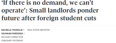 加拿大留学生骤减, 租金暴跌$800! 小房东被迫割肉、弃房