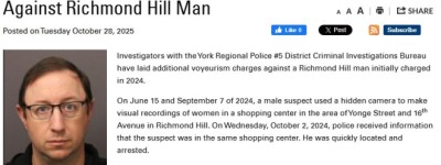 男子多次在万锦华人区商店偷拍女子裙底 保释后再犯