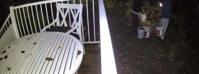 震惊！男子深夜往大温溪流倒油漆，后院拍下监控视频