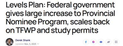 加拿大移民部公布: PNP省提名配额暴增66%! 这5类人更容易拿PR!