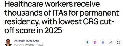 加拿大移民部EE抽分年内新低, 一次狂发3500份邀请!