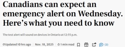 警报来袭！加拿大进入测试模式，所有手机同时响起！