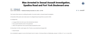 多伦多28岁男子被控性侵! 竟是”约会大师”, 卖课传授”实战经验”!