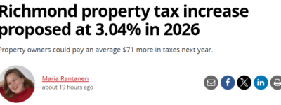 利好！列治文宣布下调明年地税！温哥华宣布零增长！