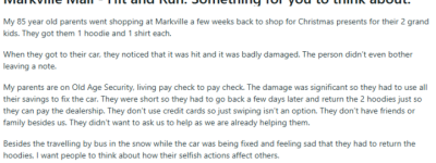 心寒! 85岁老人去Markville Mall给孙子买礼物, 结果车被人撞烂!