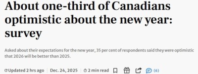 不看好2026年！民调揭示加拿大人的真实心态