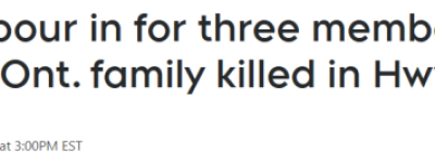 安省一家四口高速遭遇车祸, 母亲和2孩子当场身亡! 社区哀悼