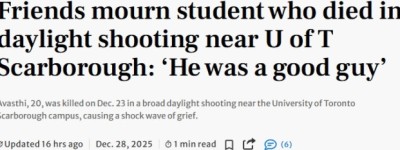 没能等到圣诞：多伦多大学20岁留学生大白天遇害 总领馆发文关注