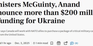加拿大再拨2.35亿元支援乌克兰 累计承诺已近220亿元