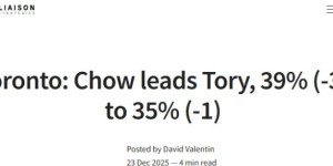 多伦多市长选情升温：邹至蕙支持率领先庄德利