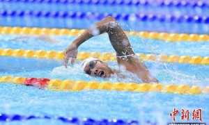 中国选手张展硕获得亚运会男子1500米自由泳冠军