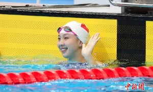 中国选手唐钱婷夺得女子50米蛙泳冠军